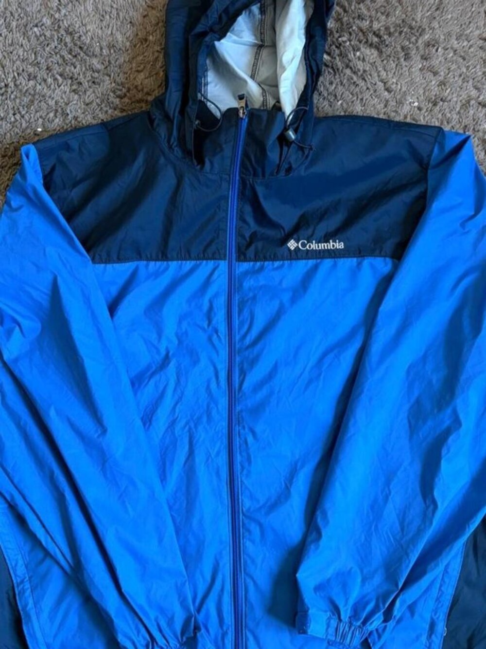 Columbia Sportswear Colorblock Hooded Windbreaker Jacket XL Blue